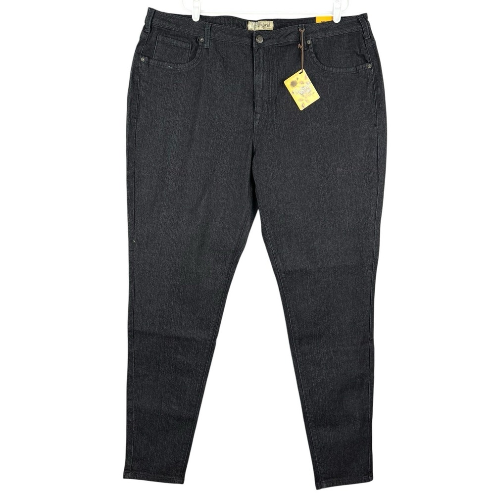 HYBRID & Co. Womens Black Denim Jeans Plus Size 24L Skinny Stretch High Rise NWT